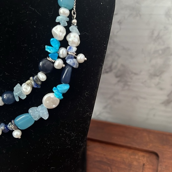 Free People Steal the Show Choker Necklace Blue Turquoise Adjustable NWT - Picture 4 of 7